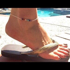 Chakra Yoga Rainbow Gemstone Anklet 925